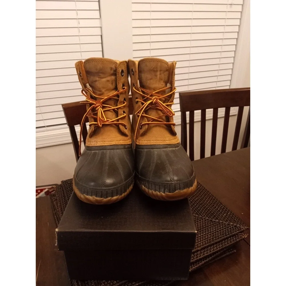 Sorel MEN'S Chipmunk Brown Leather Cheyenne Lace Up Duck Boots‎ Size 9 US